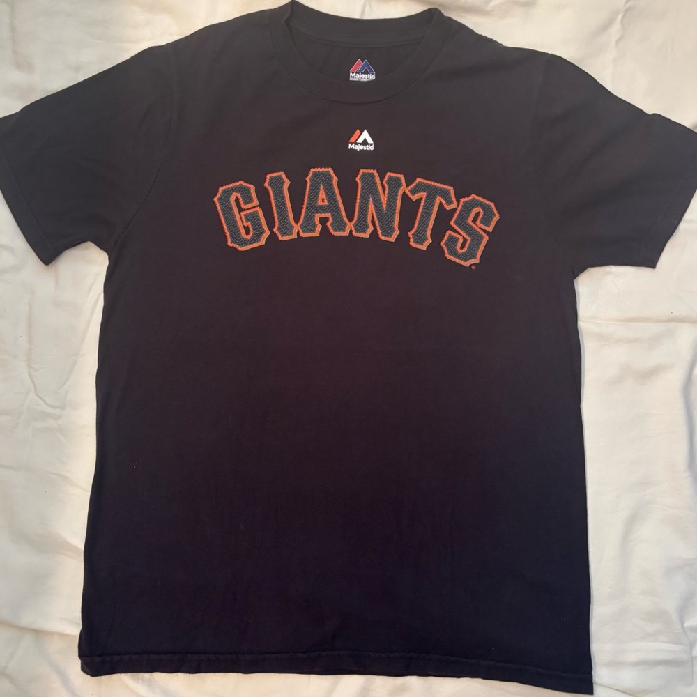 Majestic Joe Panik 12 Black Giants T-Shirt Giants